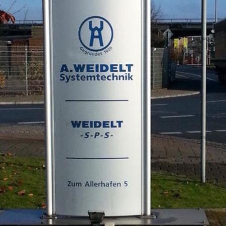 Aufsteller mit Logo: A. Weidelt Systemtechnik